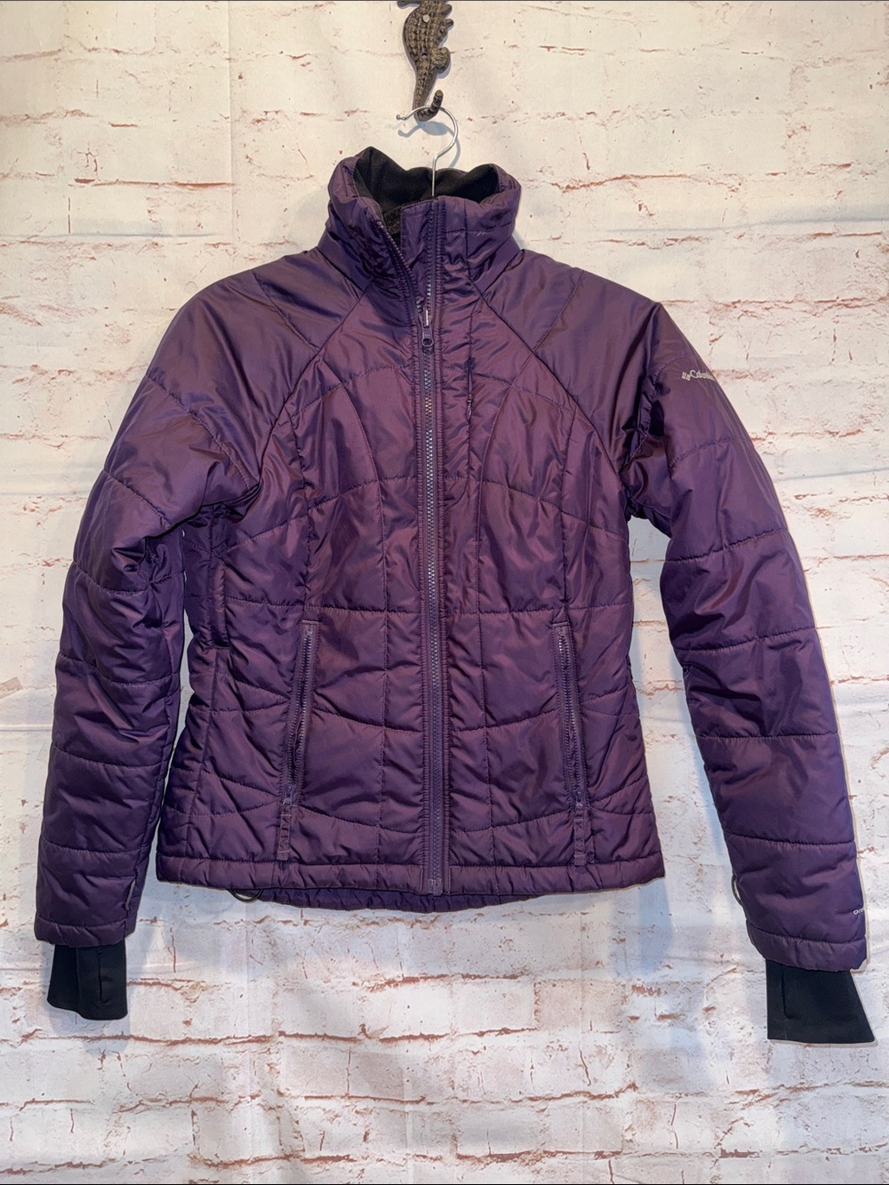 Columbia Women Purple Insulated Jacket soft shell full zip front pockets ski XS